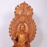 Teak wood Buddha  34 inch Rahul handicraft arist Mr. Venu full hand made craft  height 34 inch with Royal base and widht 17 inch, depth 9 inch 