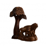 TEAK WOOD LION AND CALF WITH TREE 18 INCH HEIGHT 16 INCH WPDTH 10 INCH DEPTH (LION SIZE 10 INCH) ARTIST SASI 